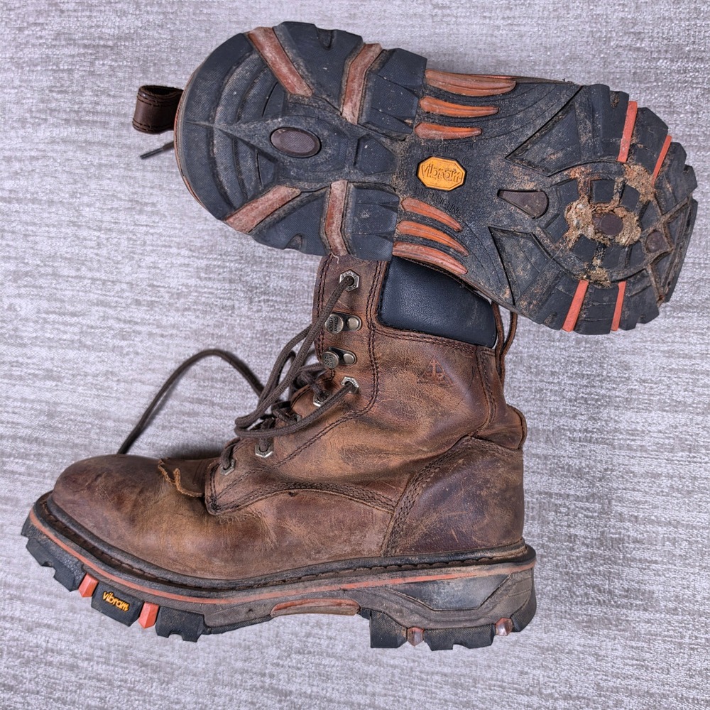 Cody James Decimator 8" DBL-1-B Mens 10D Brown Leather Vibram Work Boots